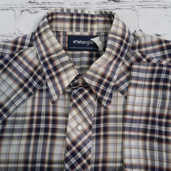 Wrangler VTG  Women Button Down Lot of 2 Shirts Pearl Snap Short Sleeve Plaid M - Picture 12 of 16